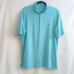 Vineyard Vines Blue On Blue Stripe Short Sleeve Polo Golf Shirt Size M